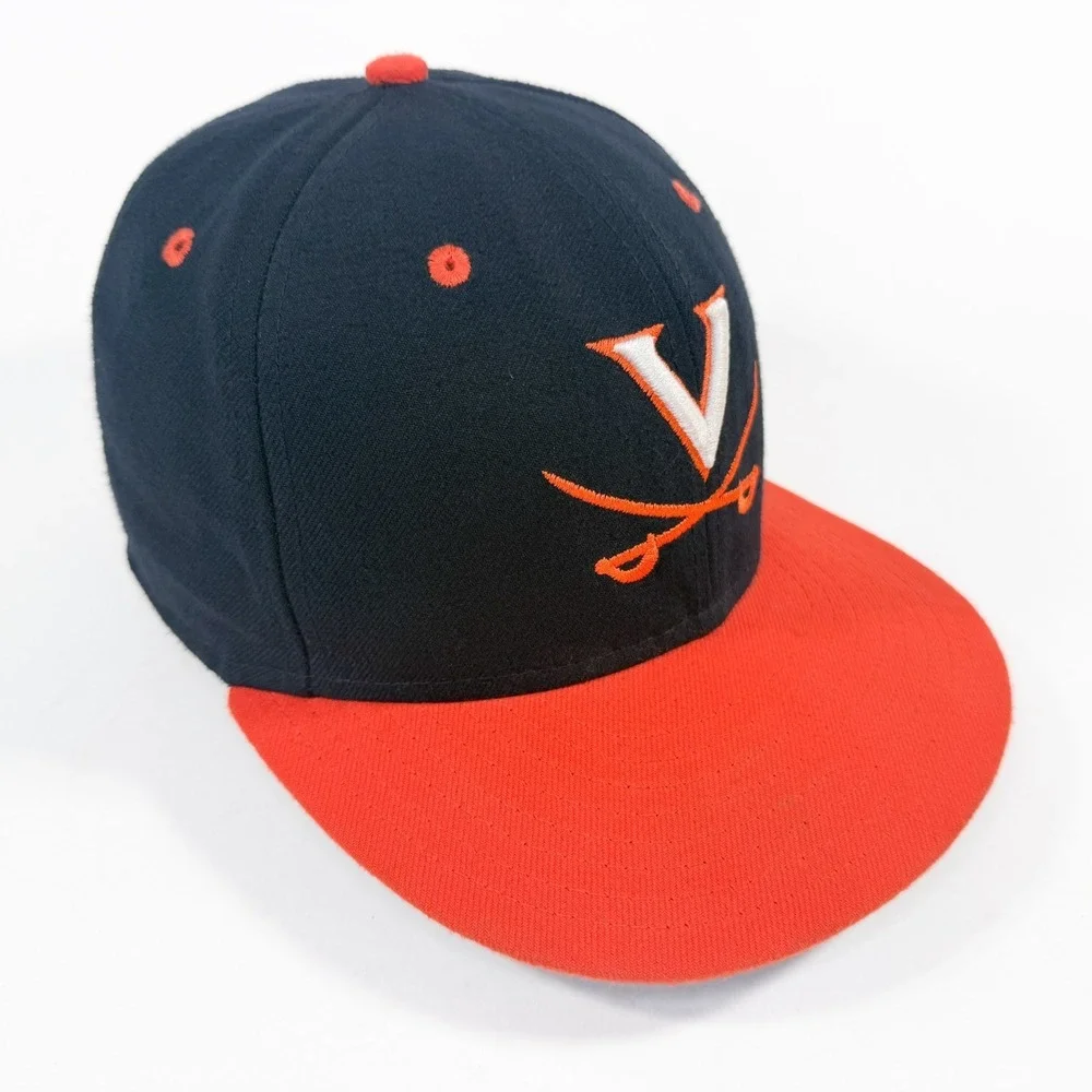 Virginia Cavaliers New Era 59FIFTY Fitted Hat‎ 7 1/8 Navy Orange V Logo